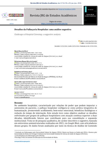 Desafios da Palhaçaria Hospitalar: uma análise sugestiva